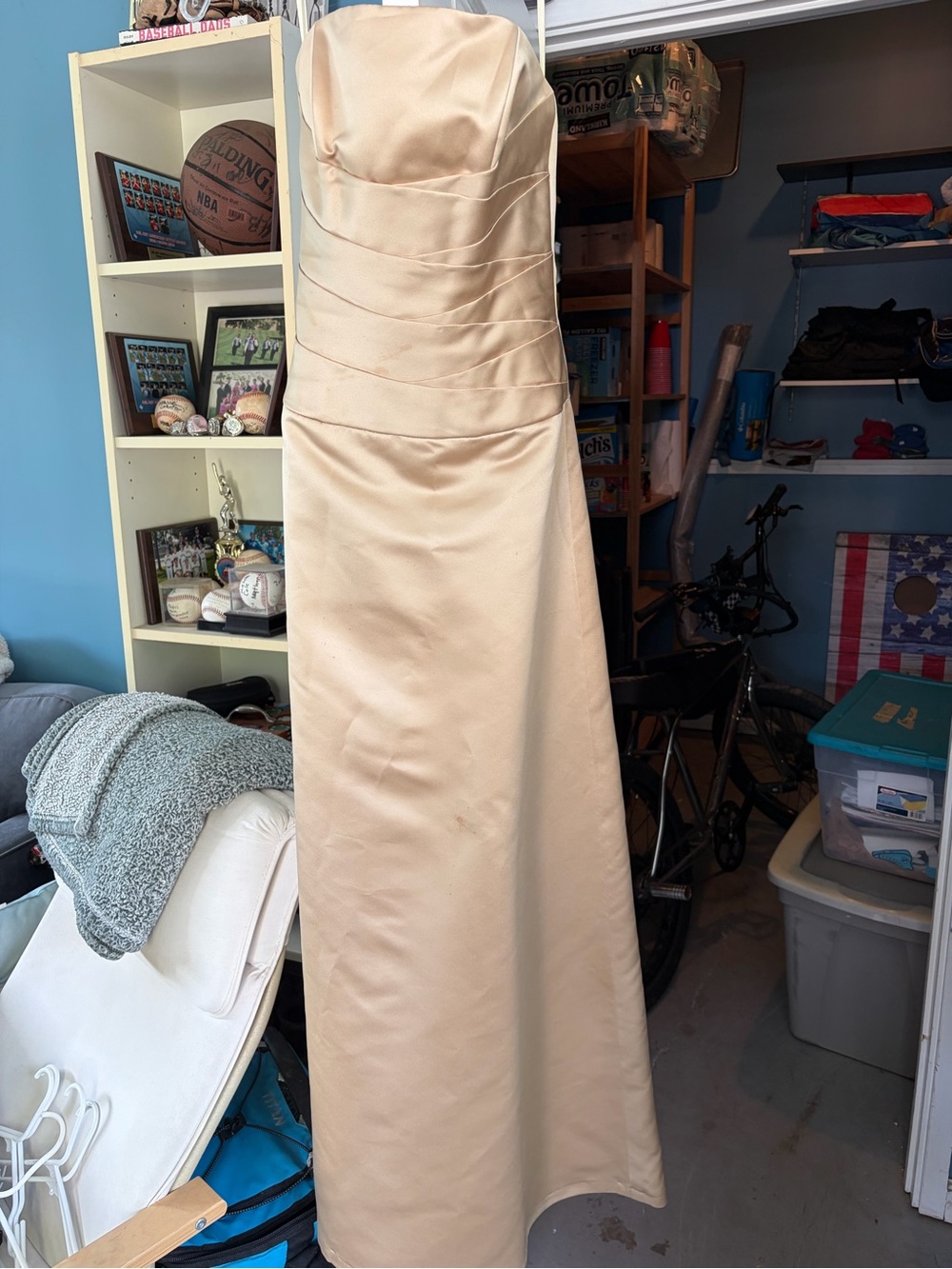 Venus Bridal Strapless Champagne Satin Gown